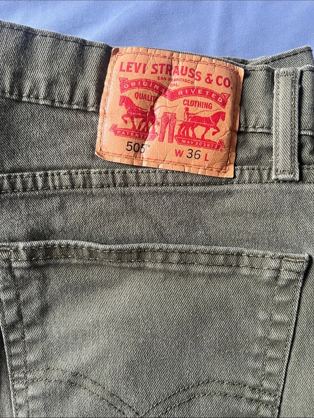Levi's Olive Green Denim Shorts